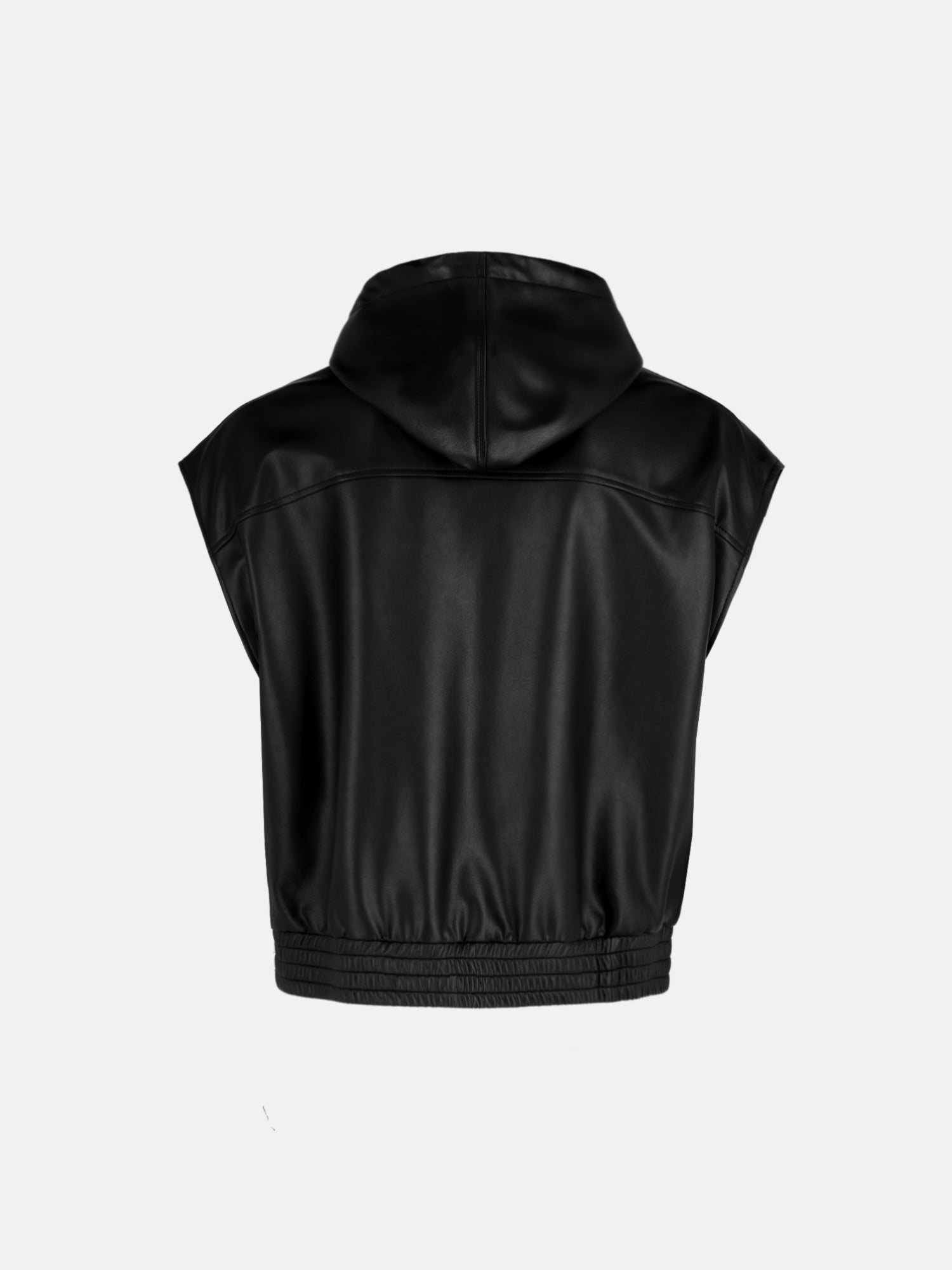 LAYERED DRAPE LEATHER HOOD VEST