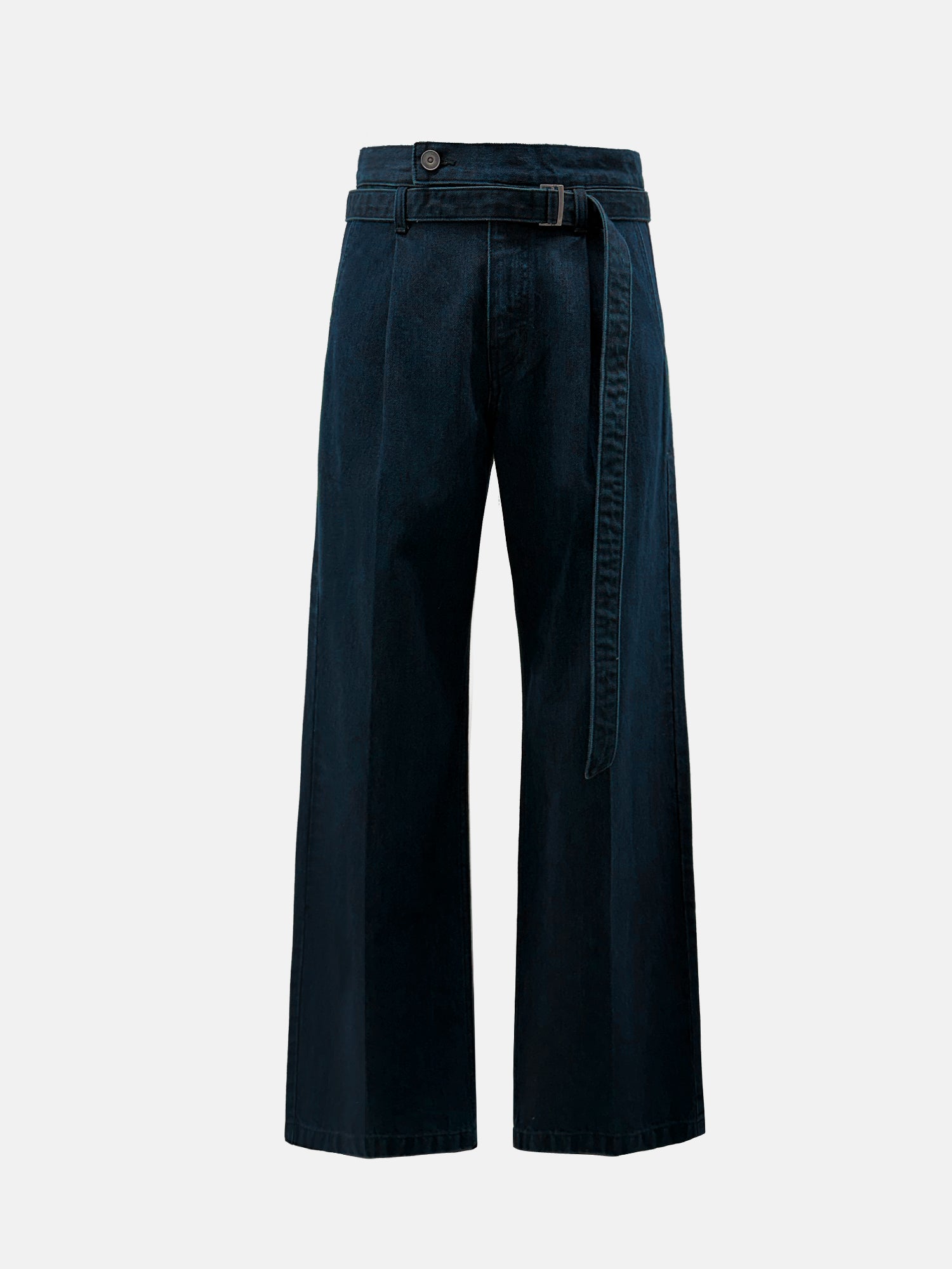 BELT STRAIGHT DENIM TROUSERS