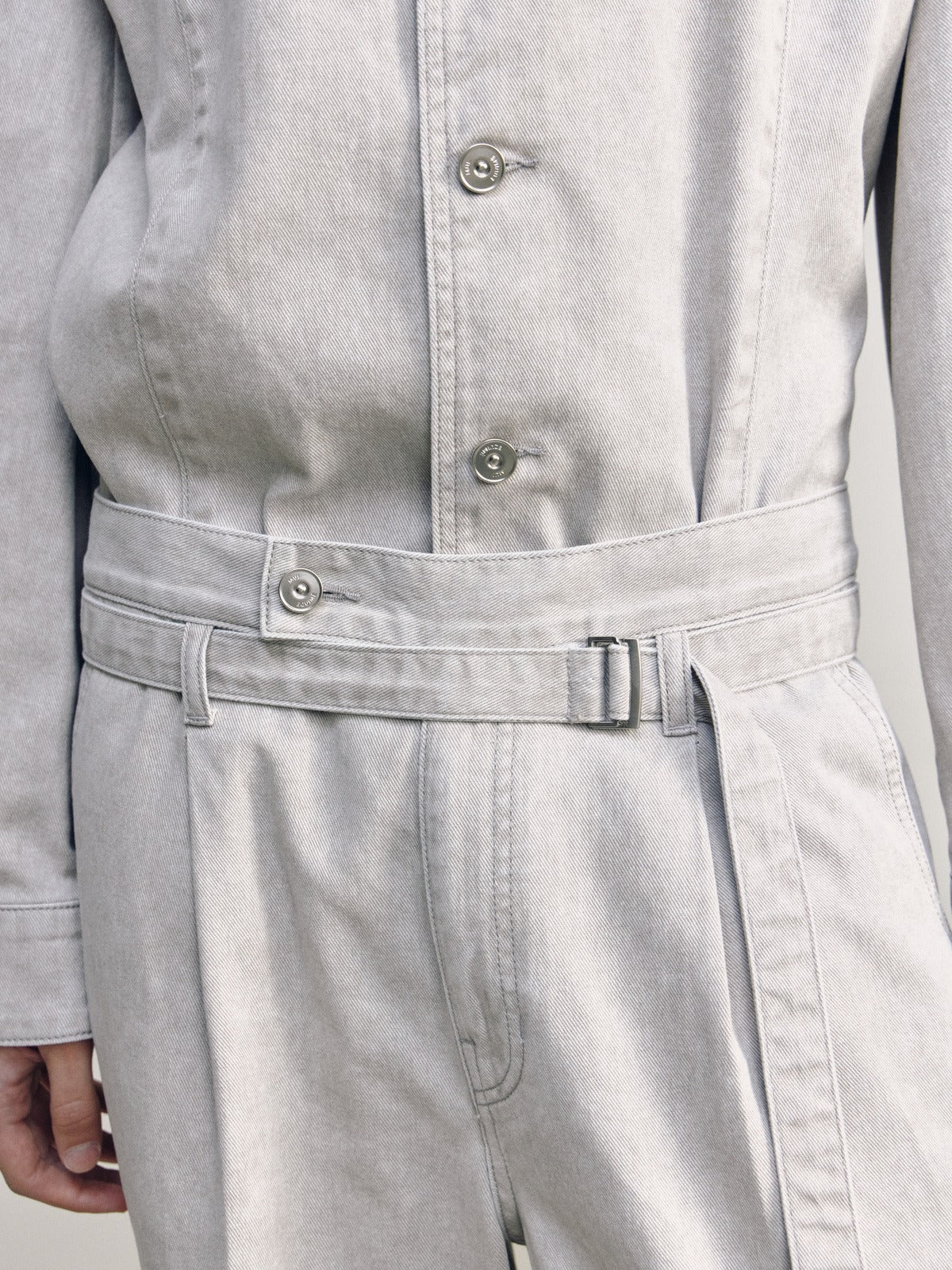 HOURGLASS DENIM TAILORED JACKET — ASH BEIGE — men detail
