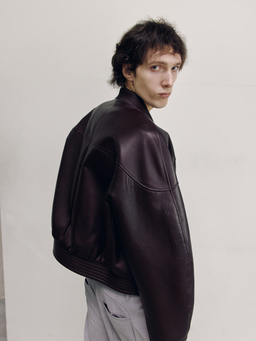 PEBBLE LEATHER JACKET — Men, half-body