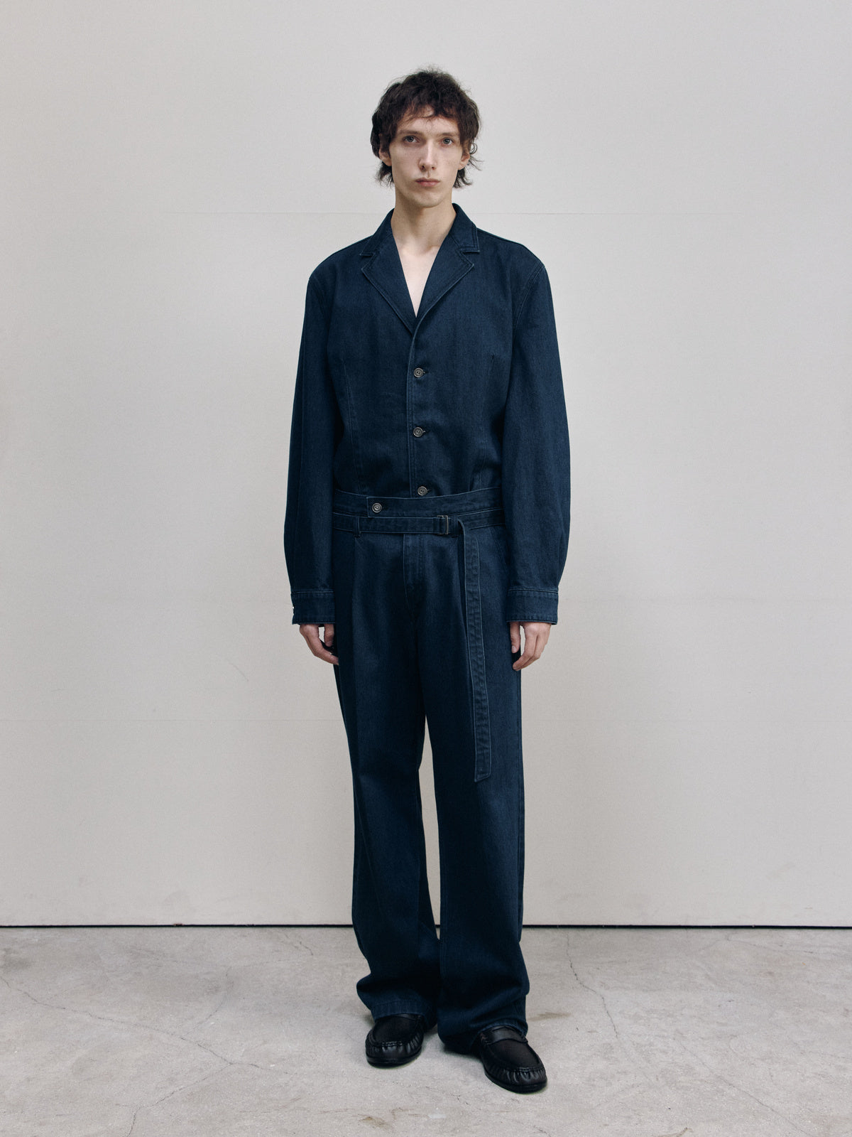 BELT STRAIGHT DENIM TROUSERS