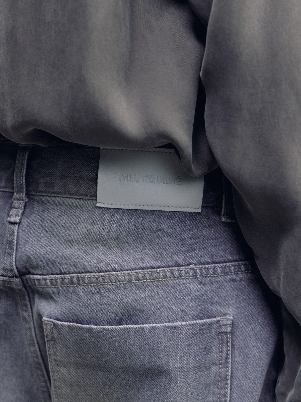 SEMI FLARE DENIM PANTS — DIRTY GREY — MEN DETAIL