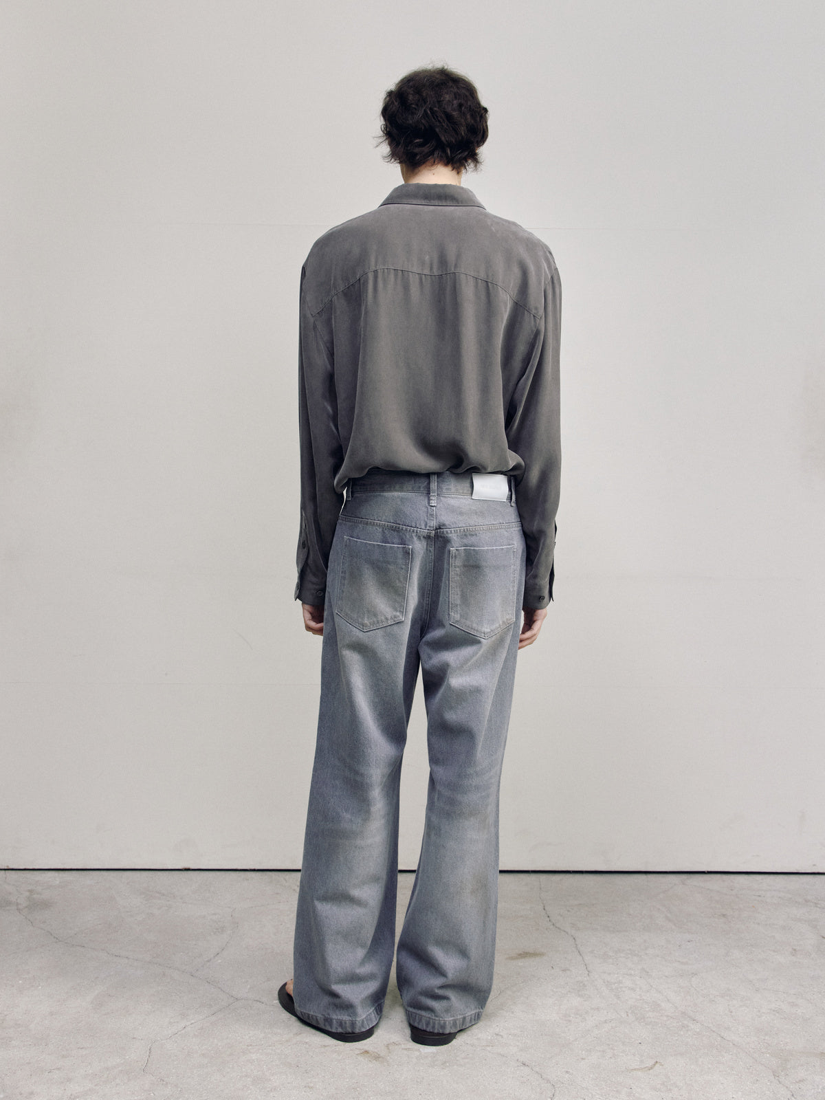 SEMI FLARE DENIM PANTS — DIRTY GREY — MEN FULL BACK