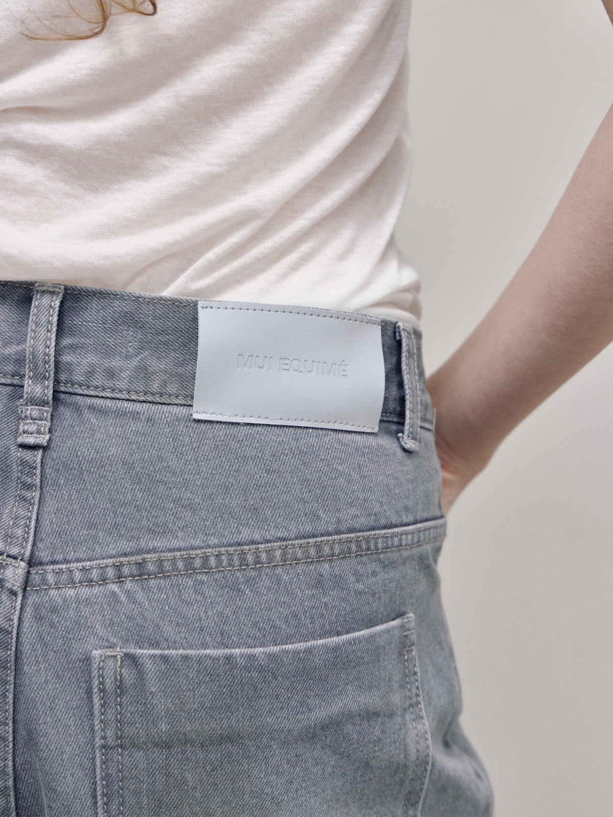 SEMI FLARE DENIM PANTS — DIRTY GREY — WOMEN DETAIL