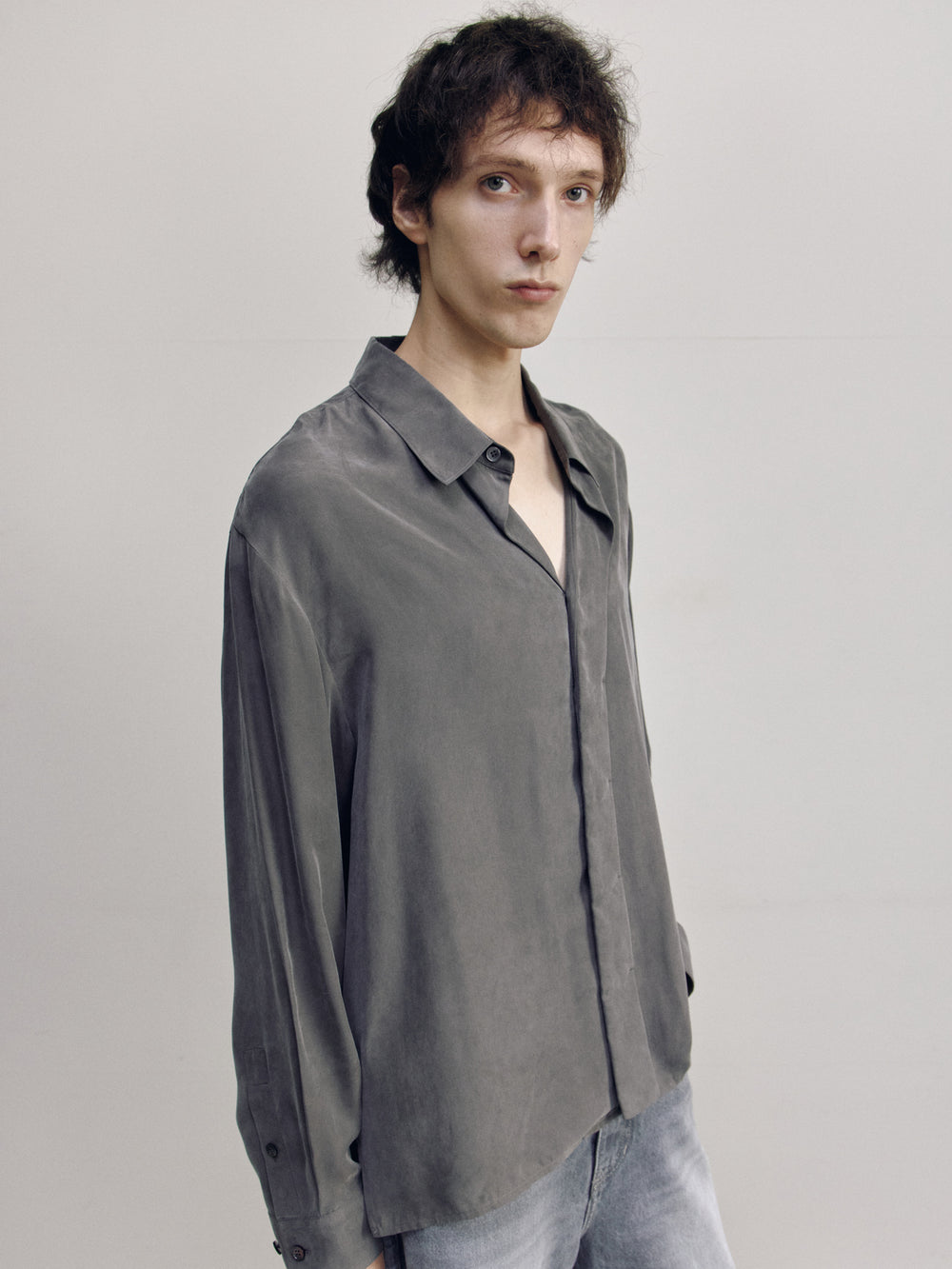 CUPRO DRAPE FLUID SHIRT — men half
