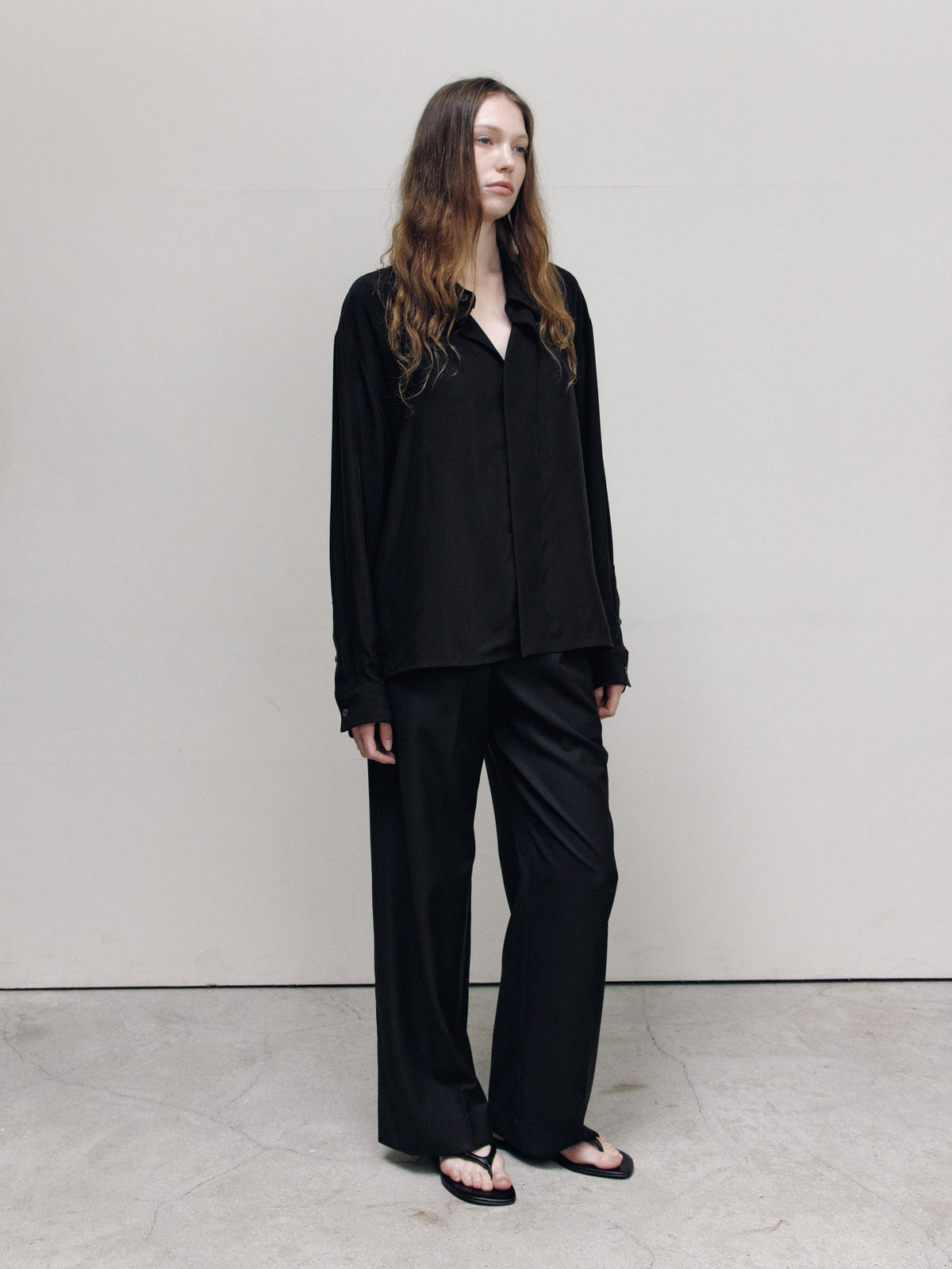 CUPRO DRAPE FLUID SHIRT — women 45 degree