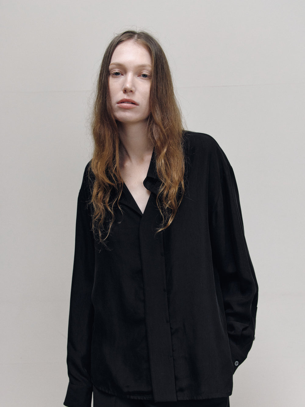 CUPRO DRAPE FLUID SHIRT — women half